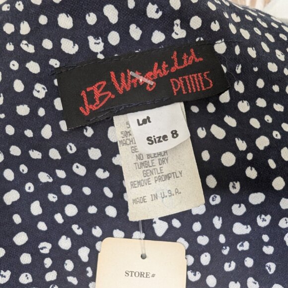 Vintage J.B. Wright Ltd Petites 80s Button Up Blue Polkadot Dress - Size 8 (NWT) - Picture 9 of 13